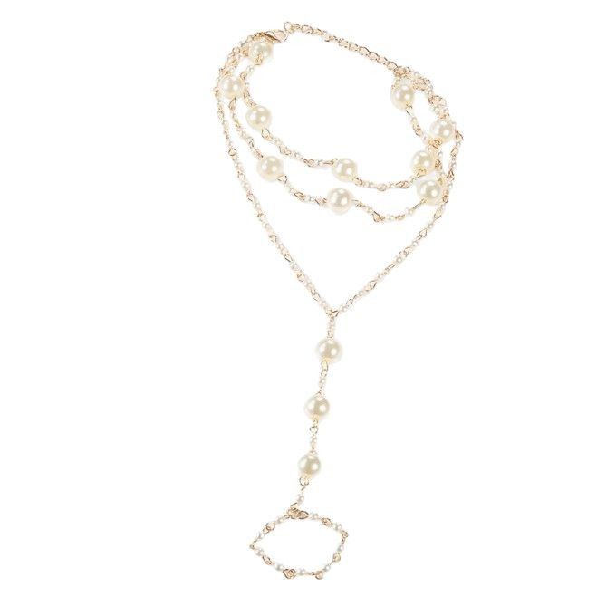 Turquoise Beaded Sexy For Women Versatile Textured Exaggerated Crystal Pearl Connected Toe Anklet_voghion.com