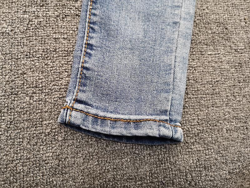 Damen Kleedung Beaded Denim Hosen fir Fraen Fréijoer a Summer nei All-Match Knäppercher elastesch schlank breet Been néng Punkt Hosen_voghion.com