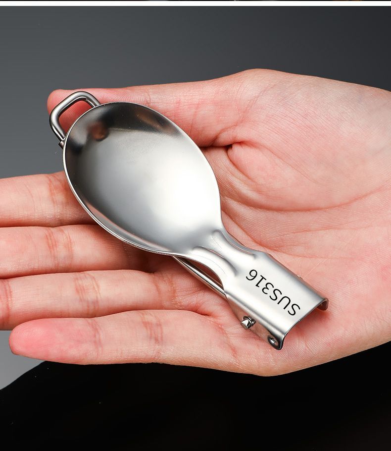 Set di stoviglie da campeggio, da viaggio e da esterno, pieghevoli, in acciaio inossidabile 316, con cucchiaio, forchetta e bacchette._voghion.com