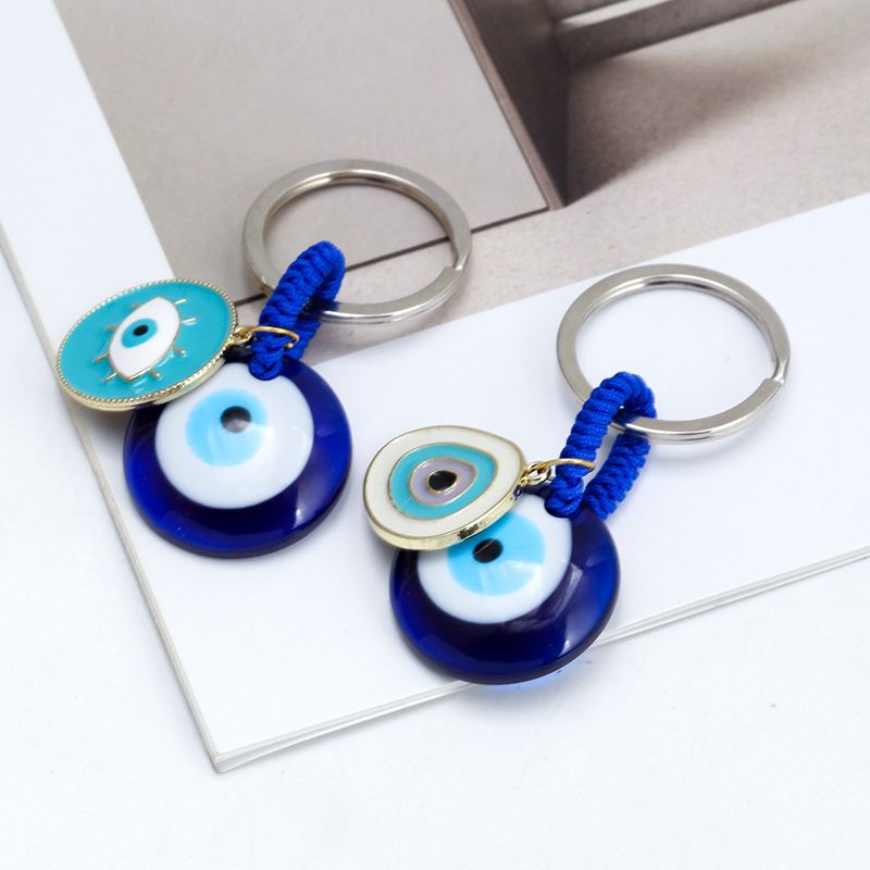 Nuovo ciondolo rotondo con occhio portachiavi in zaffiro e occhio del diavolo, ciondolo per chiave auto, gioielli europei e americani_voghion.com