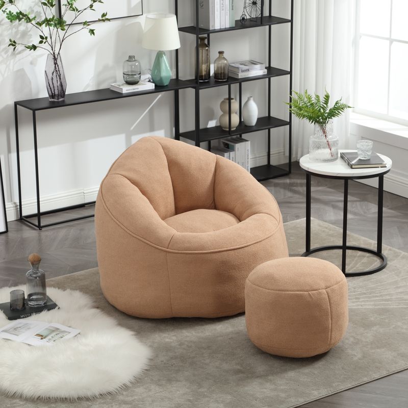 Bedding Bean Bag Sofa Chair High Pressure Foam Bean Bag Chair Adult Material With Padded Foam Padding Compressed Bean Bag With Footrest_voghion.com