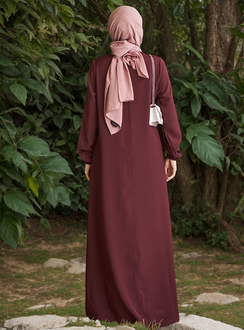 Naiste moslemi Lähis-Ida Araabia pikkade varrukatega abaya temperamendiga kleit Kagu-Aasia rõivad Tagasihoidlik kleit_voghion.com