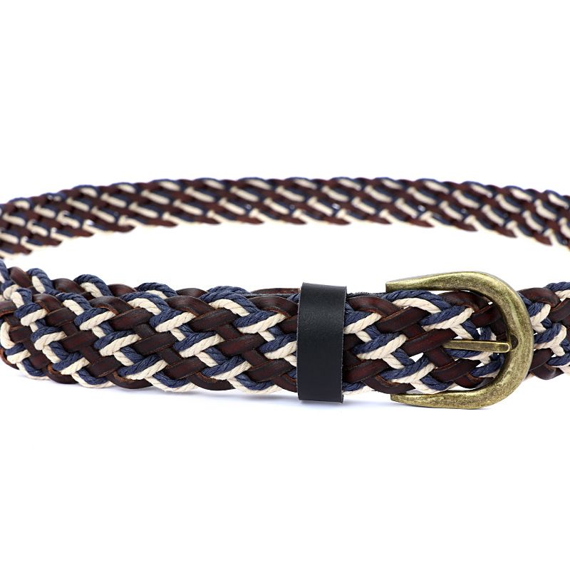 Cintura intrecciata da uomo e da donna senza elasticità, stile alla moda, diametro interno orale di 3,0 cm, corda cerata, intreccio misto_voghion.com
