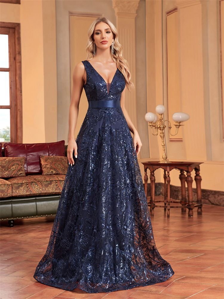 Elegant Deep V-Neck Mermaid Evening Dress With Open Back - Sexy Formal Gown For Bridesmaid, Prom, Banquet & Special Occasions_voghion.com