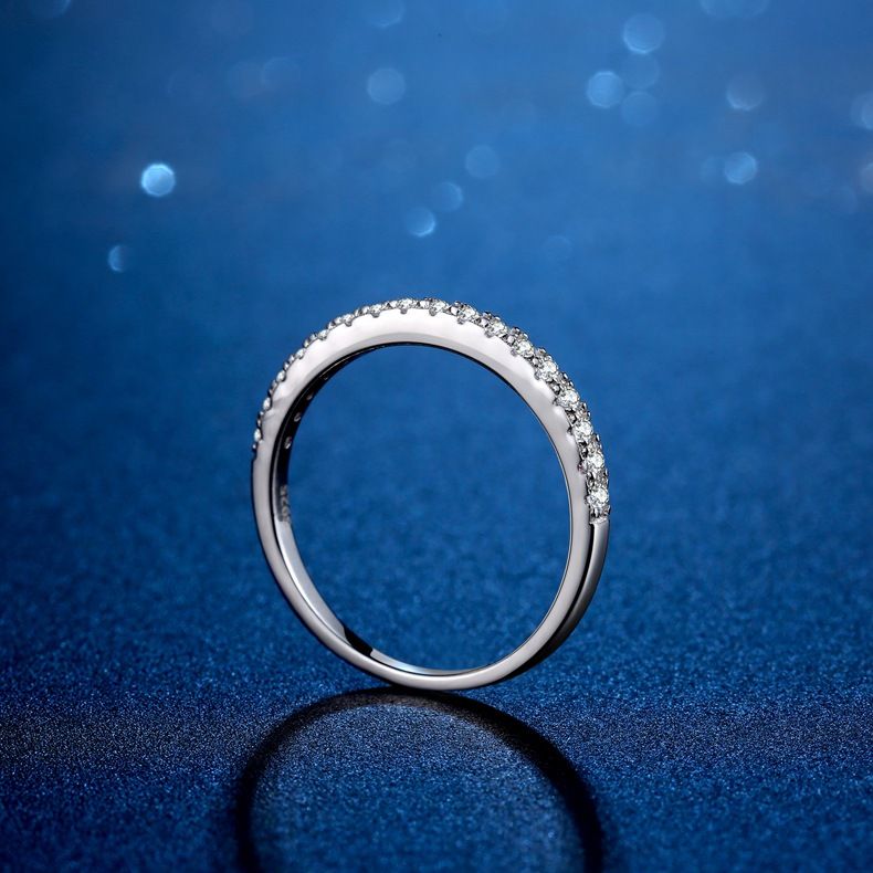 Source manufacturer Simple S925 silver one carat D color moissanite simulation diamond ring very popular ring live source_voghion.com