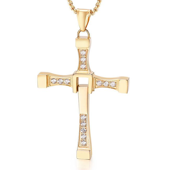 Set di gioielli da uomo, moda, vendita calda, personalità hip hop, collana con ciondolo singolo intarsiato con zirconi micro_voghion.com