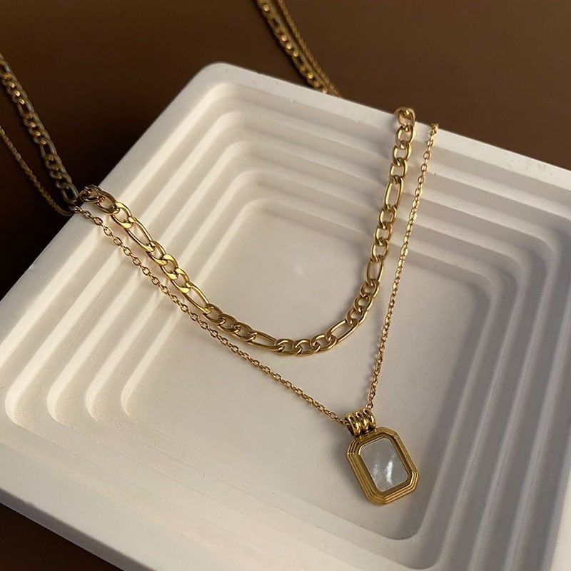 Titanium Steel Pearl Necklace For Women's New Super Immortal Double Layer Layered Light Luxury Collar Chain With Unique_voghion.com