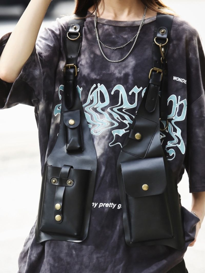 Hip Hop Retro Outdoor Trendy Brand Multifunctional Vest Bag_voghion.com