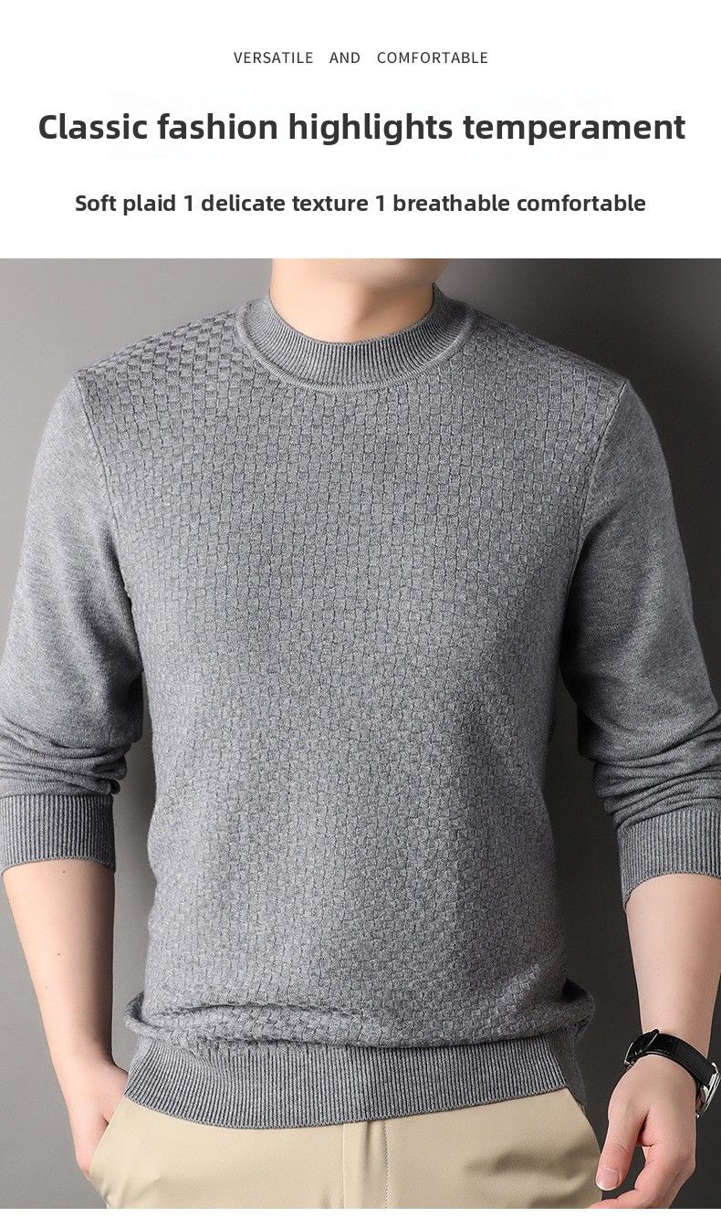 New Live Spring And Autumn Solid Color Half Turtleneck Slim Fit Sweater Youth Base Shirt Men's Clothing_voghion.com