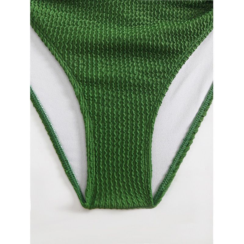 Separate Solid Color Bikini With High Waist Cover_voghion.com