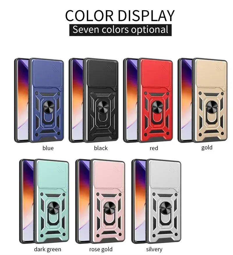 Etui do Xiaomi 15 Pro 14T Pro 5G Redmi Note 14 5G Slide Camera Lens Protection Magnetyczny pierścień Stand Armor Shockproof Cover_voghion.com
