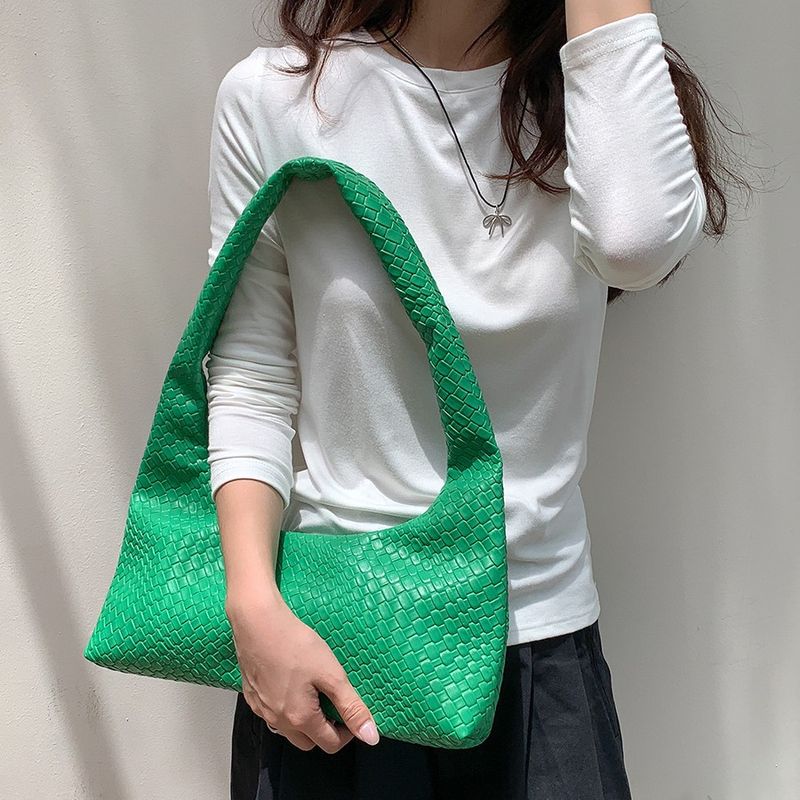 Borsa a tracolla in morbida pelle intrecciata con trama a nido d'ape per le donne, di alta qualità, per i pendolari_voghion.com