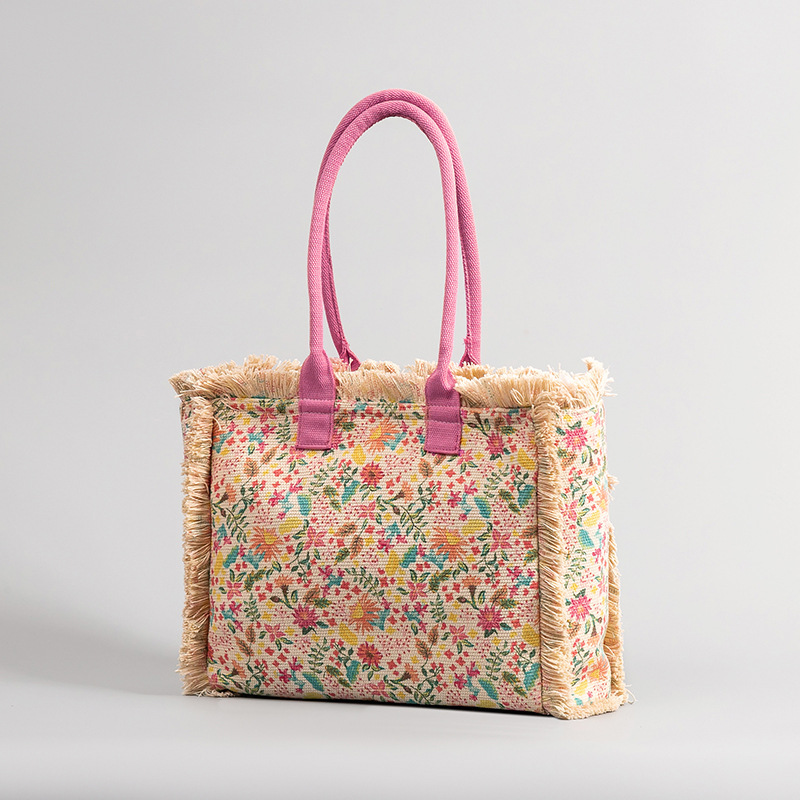 Tote Bohemian Schulter Reißverschluss Handtasche Große Kapazität Canvas Tasche für Frauen Sommer_voghion.com
