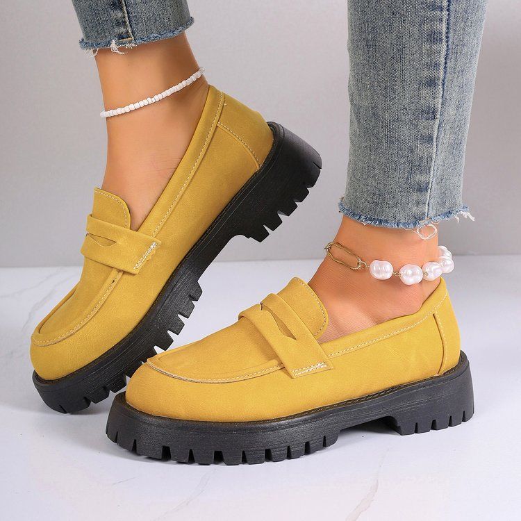 2025 Spring New Le Fu Comfortable And Casual British Style Coarse Heel Thick Bottom Set Large Women's Shoes_voghion.com