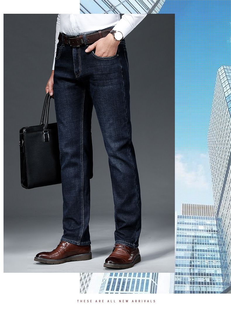 Winterweiche, dicke Business-Jeans für Herren, für junge und mittelalte Männer, locker sitzende, warme Denim-Langhosen, Business-Herrenbekleidung_voghion.com
