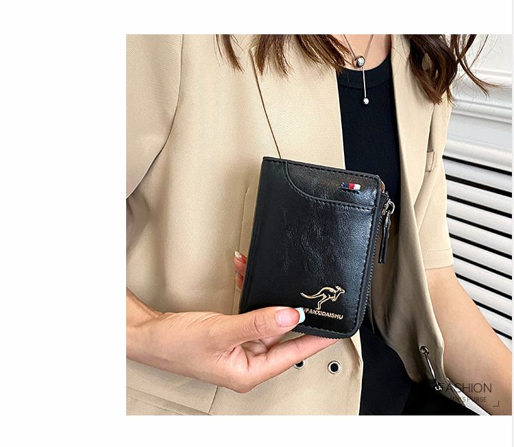 Herren Geldbörse Brieftasche Kurze Brieftasche Retro Reißverschluss Münzbörse Mode Kartenset Multi-Karten Clutch Bag_voghion.com