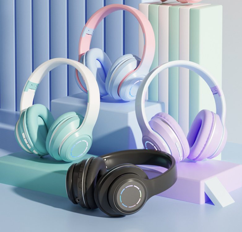 Hot Gradient Color Bluetooth Wireless Gaming Headset Foldable Headphones Wholesale New Product_voghion.com