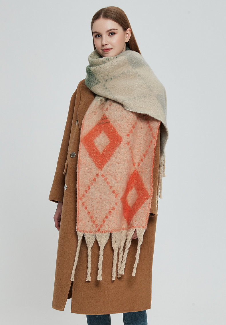 Dicker Mohairschal für Damen, Unisex, mit groben Quasten_voghion.com