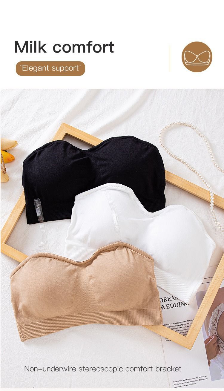 Women's Intimates Tube Top Bra Beautiful Back Strapless No Steel Ring Wrapped Chest_voghion.com