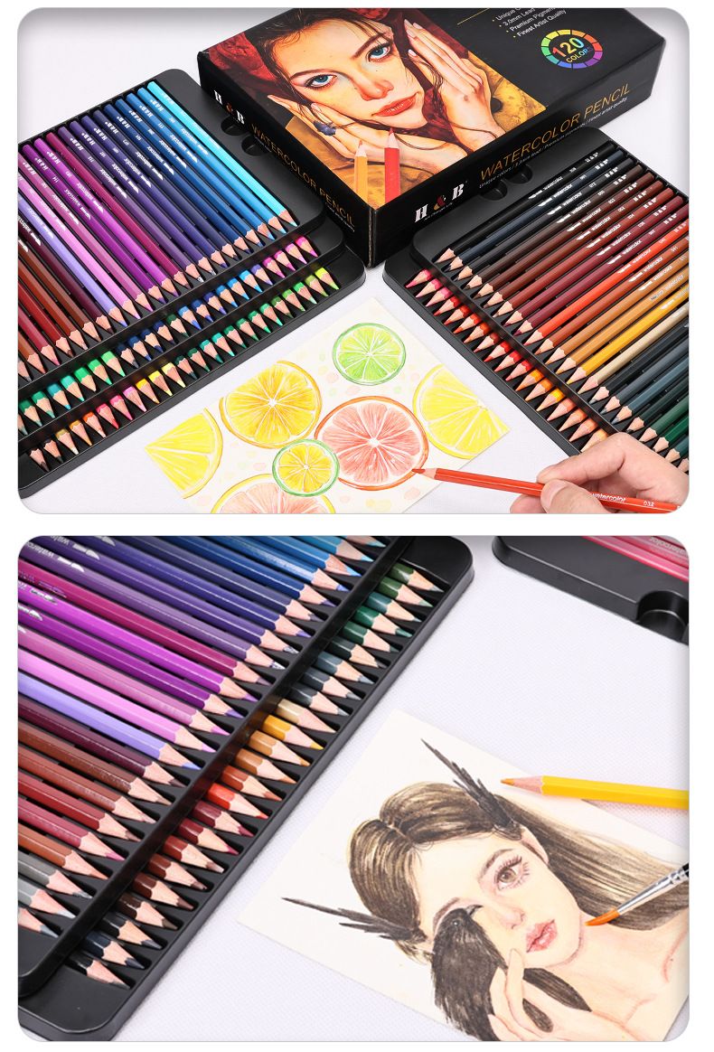 120-Color Watercolor Pencils Set, Professional Artist Coloring Pencils With Metal Case, Vibrant & Blendable For Sketching, Drawing & Painting_voghion.com