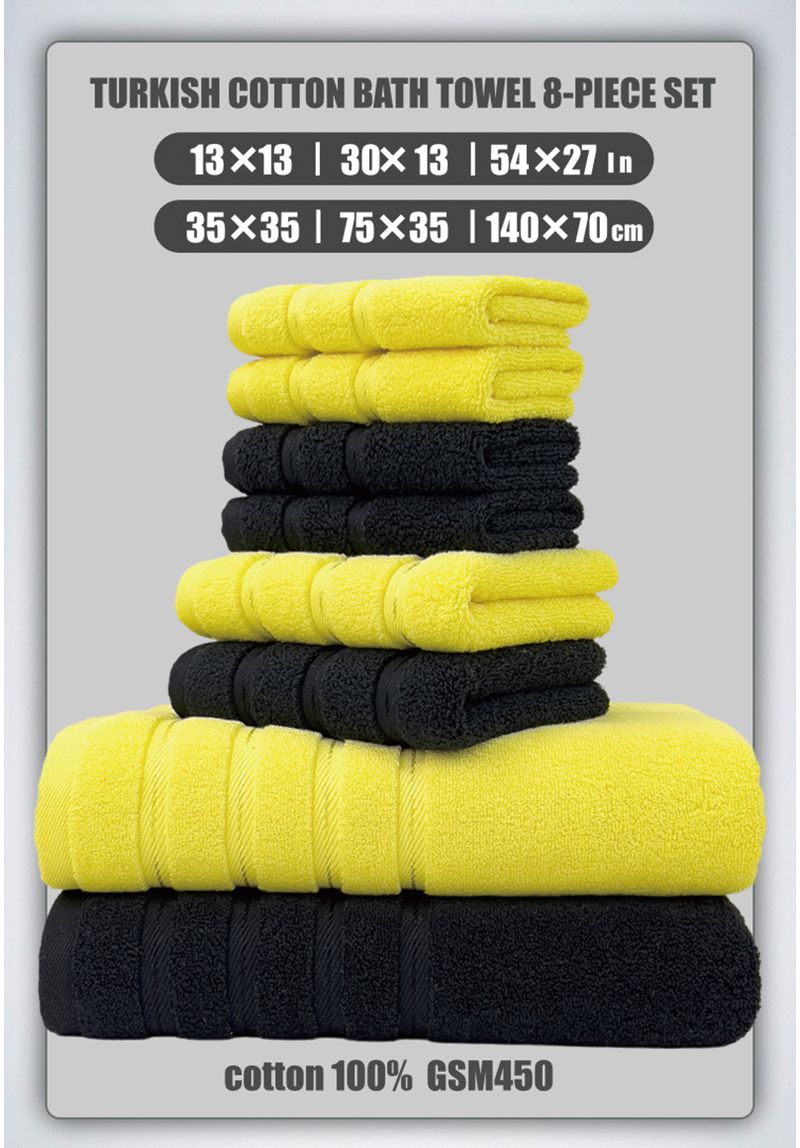 Set di asciugamani da 8 pezzi in cotone pettinato di alta qualità - Include asciugamani da bagno e da viso extra spessi e altamente assorbenti per uso domestico e alberghiero._voghion.com