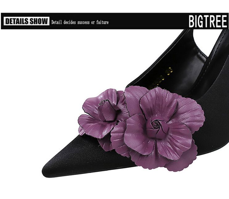 Elegante High Heels mit floralem Muster und spitzer Spitze und offenem Riemen auf der Rückseite – Damenschuhe für Bankette und besondere Anlässe, flache Einzelschuhe_voghion.com