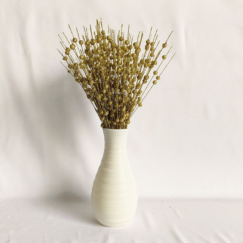 Lillian Christmas Decoration Gold Powder Berry Ball Bundle Artificial Stem Ornament 12 Fork Bead Glitter Stick Flower Vine_voghion.com