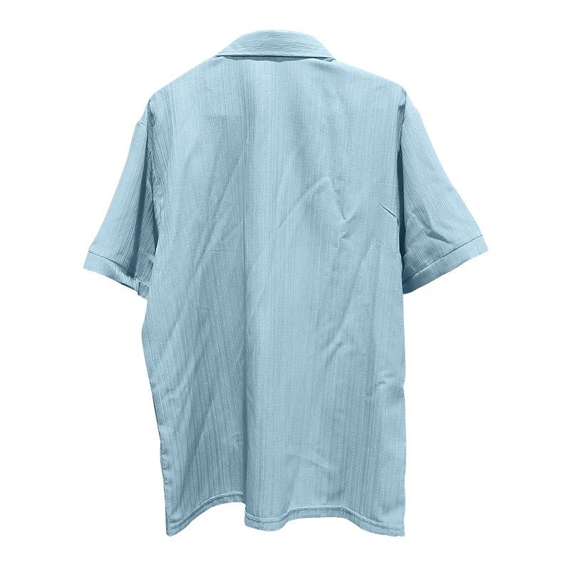 Herren Revers Einfarbig Kurzarm Button-Down-Hemd Lässiges Lose Kurzarm Cardigan Strand T-Shirt_voghion.com