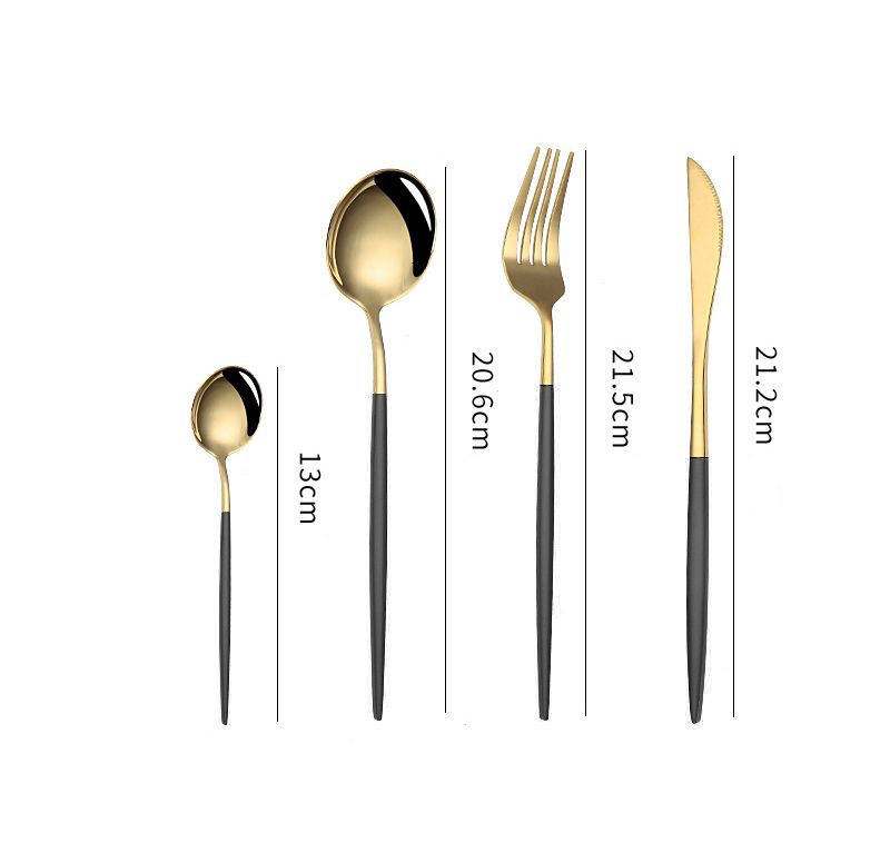24-Piece Black Gold Cutlery - Modern Tableware Set_voghion.com