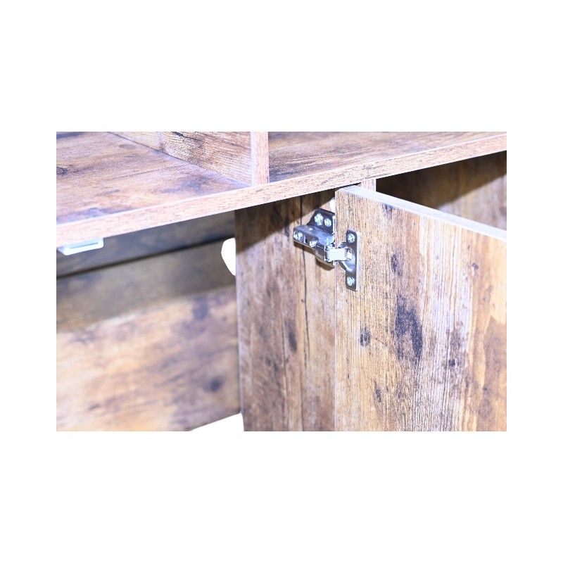 Rustic Brown Wooden Cat Litter Box Enclosure, Spacious Hidden Cat Litter Box With Scratching Mat Furniture For Bedroom, Bathroom, Living Room-31.9"x17.7"x31.4", 61 Lbs_voghion.com