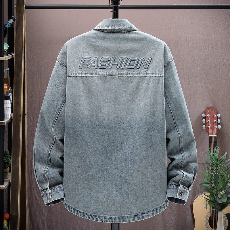 One Piece Dropshipping 2024 Spring Denim Shirt Printed Simple Jacket Youth Casual Student Jacket Well Known_voghion.com