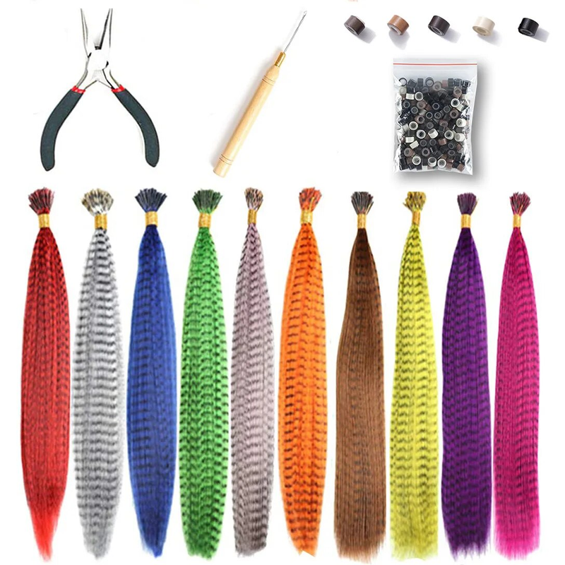 Extension di piume, fili sintetici colorati di piume finte negli accessori per capelli per extension per parrucchino da donna_voghion.com
