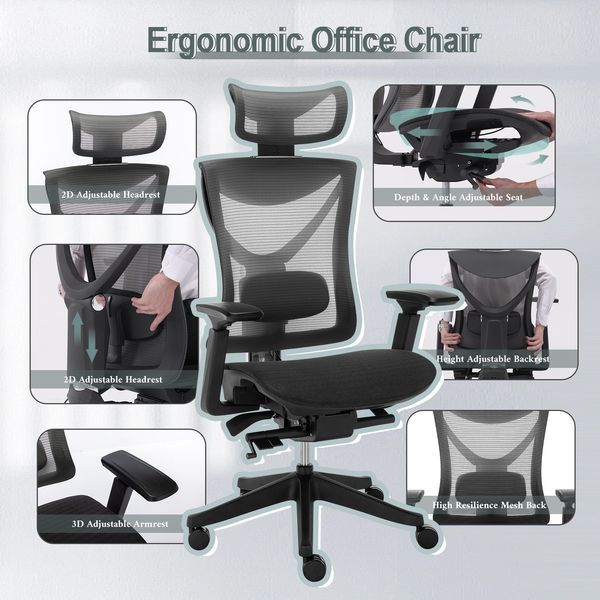 Big And Tall Office Chair With Adjustable Lumbar And Slide Seats , Headrest And 4d Armrest , Tilt Function Max Degree Is 115 °, 300LBS, Black_voghion.com