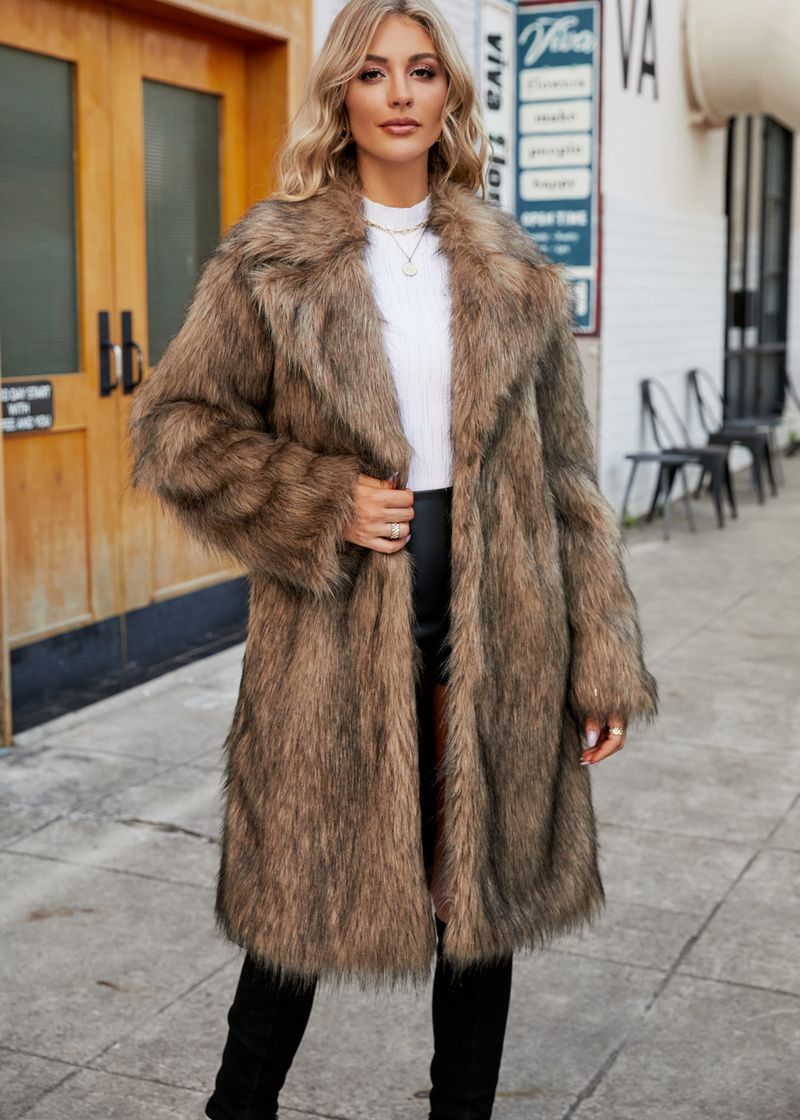 Women's Clothing Faux Fur Coat Artificial Fur Coat Imitation Fox Fur Coat Suit Collar Coat_voghion.com