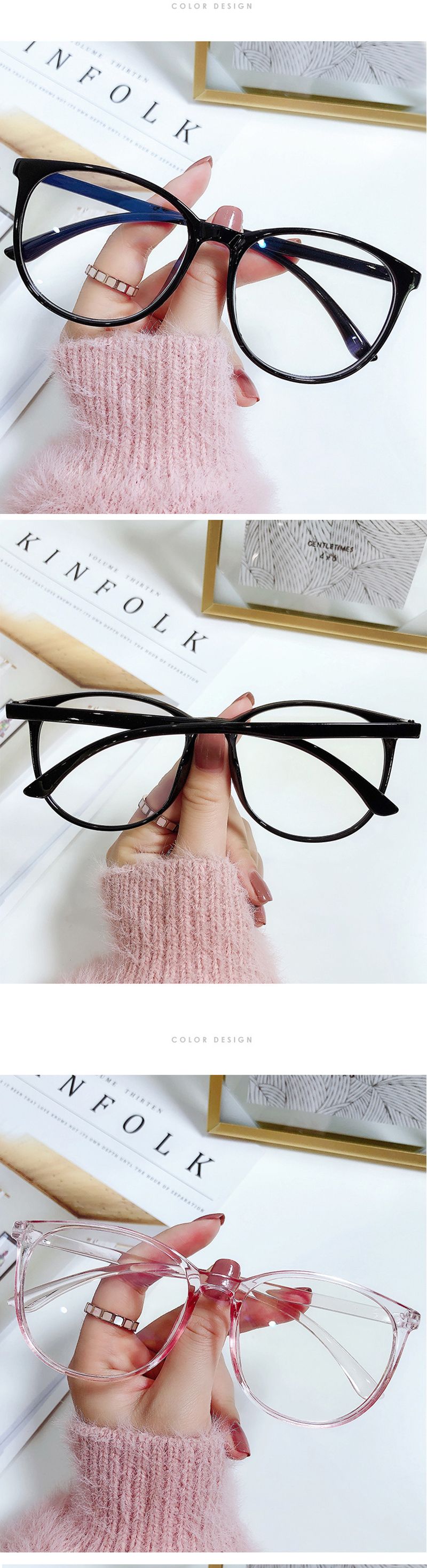 Occhiali da vista rotondi anti luce blu trasparenti da donna e da uomo, alla moda_voghion.com