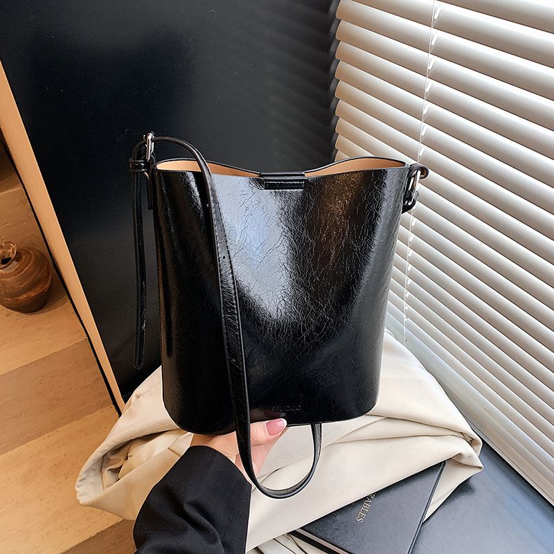 Borsa a secchiello da donna, versione coreana, semplice, con texture a tracolla, modello 2025, per ufficio, pendolarismo, borsa da donna alla moda_voghion.com
