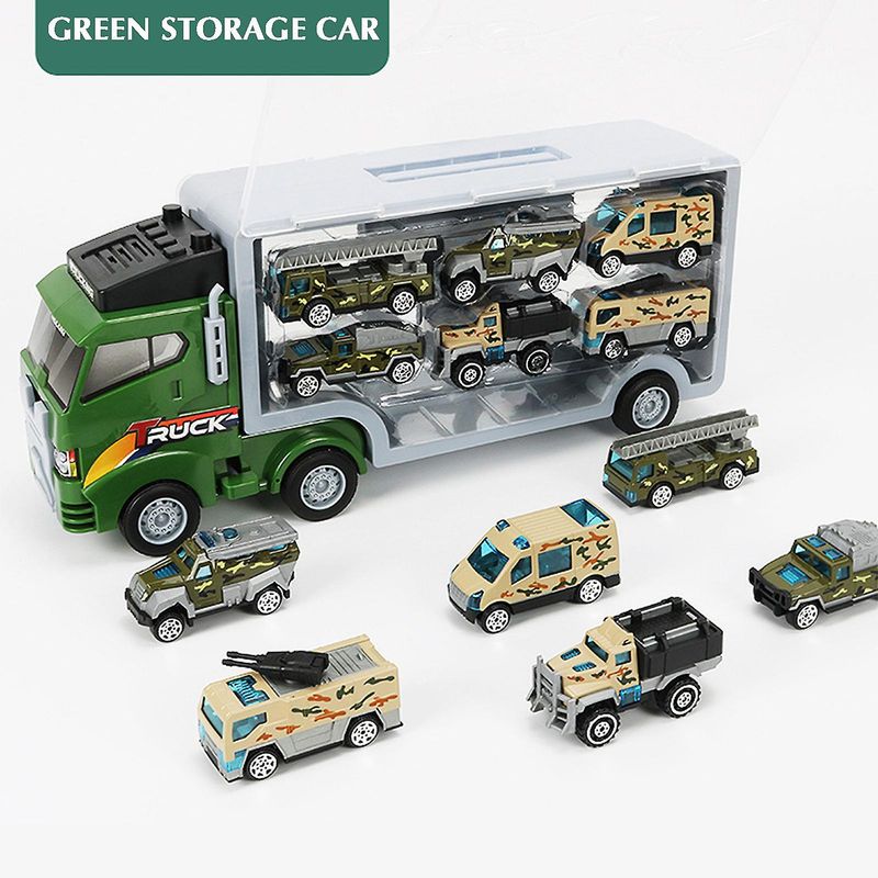 Camionsträger Spillset mat 6 Die-Cast Gefierer Camionsspillsaachen Autoen fir Meedercher Jongen Klengkanner_voghion.com