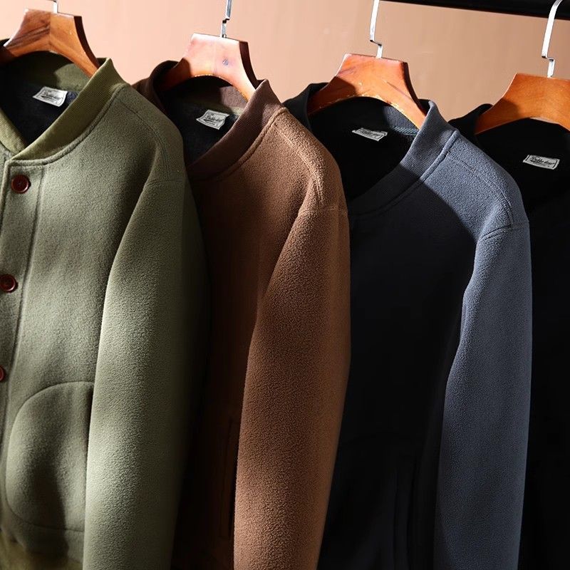 Nuova giacca da baseball in velluto spesso, felpa con cappuccio in pile Shake, cappotto da uomo, autunno e inverno doppio strato caldo spesso_voghion.com