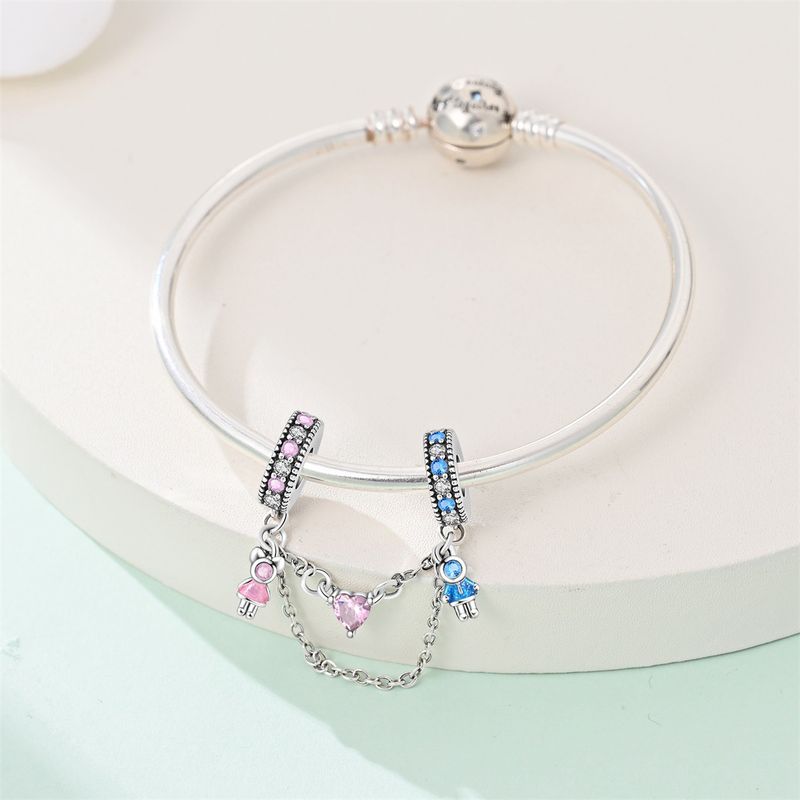 Women's Jewelry Couple Sun And Moon Safety Chain Charm Pendant Beads DIY Jewelry Accessories Bracelet Necklace Copper Plated Silver_voghion.com