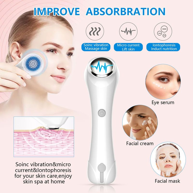 Facial Cleansing Brush, Brush For Exfoliating, IPX7 Waterproof 3 In 1 For Massaging, Deep Cleansing Rechargeable With 4 Brush Head Replacements, White_voghion.com