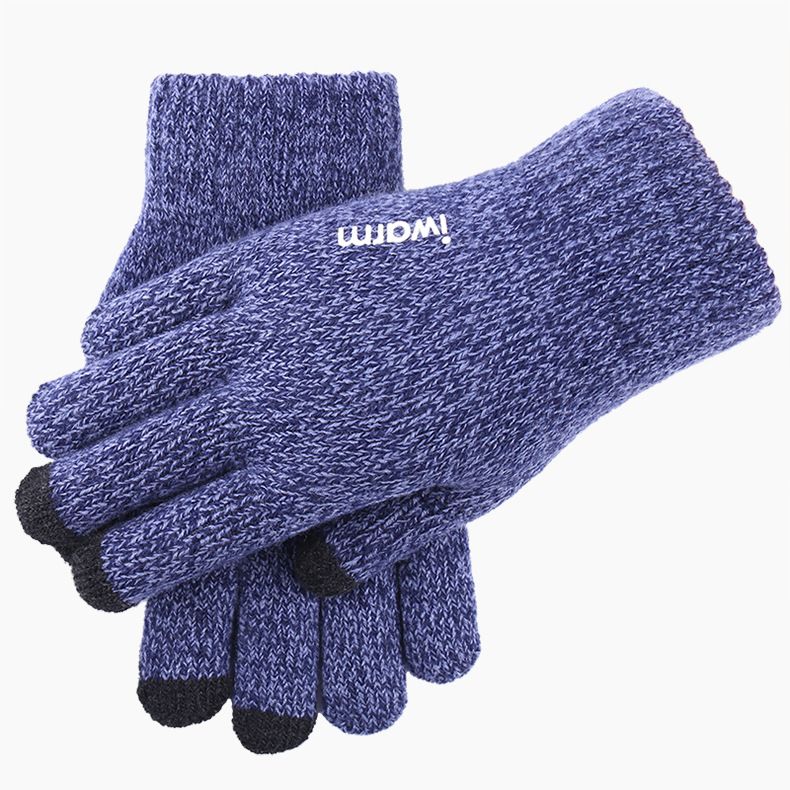 Rutschfeste doppellagige Touchscreen-Handschuhe aus Samt für Herren im Freien, gestrickte, warme Handschuhe mit geteilten Fingern_voghion.com