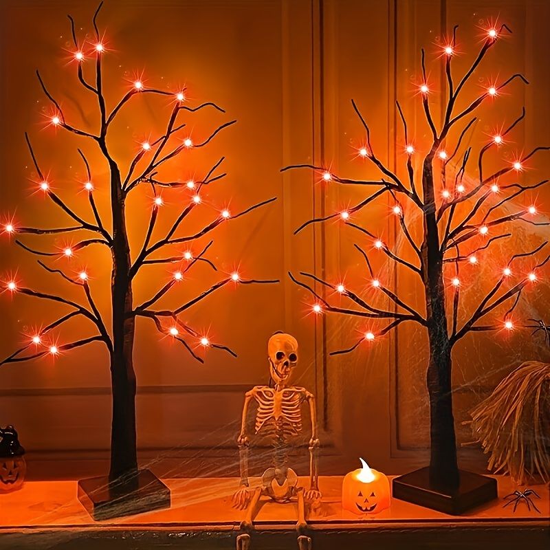 1 peça de luzes LED de estilo clássico para decorar árvores de mesa de Halloween e Natal, suporta pilhas AA (exceto)_voghion.com