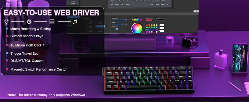 AULA WIN68 HE Mekanik Oyun Klavyesi %60, Hall Etkili Manyetik Anahtar, Hızlı Tetikleme Modu Ayarlanabilir Hareket, 8000 Hz Sorgulama Oranı, RGB Arka Aydınlatmalı Wi_voghion.com