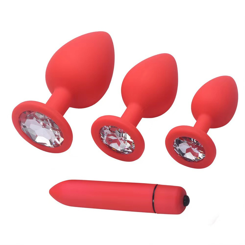 Silicone heart-shaped anal plug, round anal plug, large, medium and small size silicone anal plug, vibrating bullet anal plug set_voghion.com