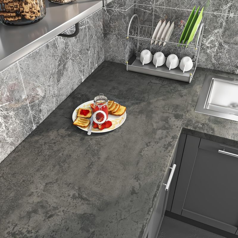 Wasserdichte und feuchtigkeitsbeständige Schlafzimmer-Wohnzimmer-Dunkelgrün-selbstklebende, zementgraue, abnehmbare dekorative Tapete_voghion.com