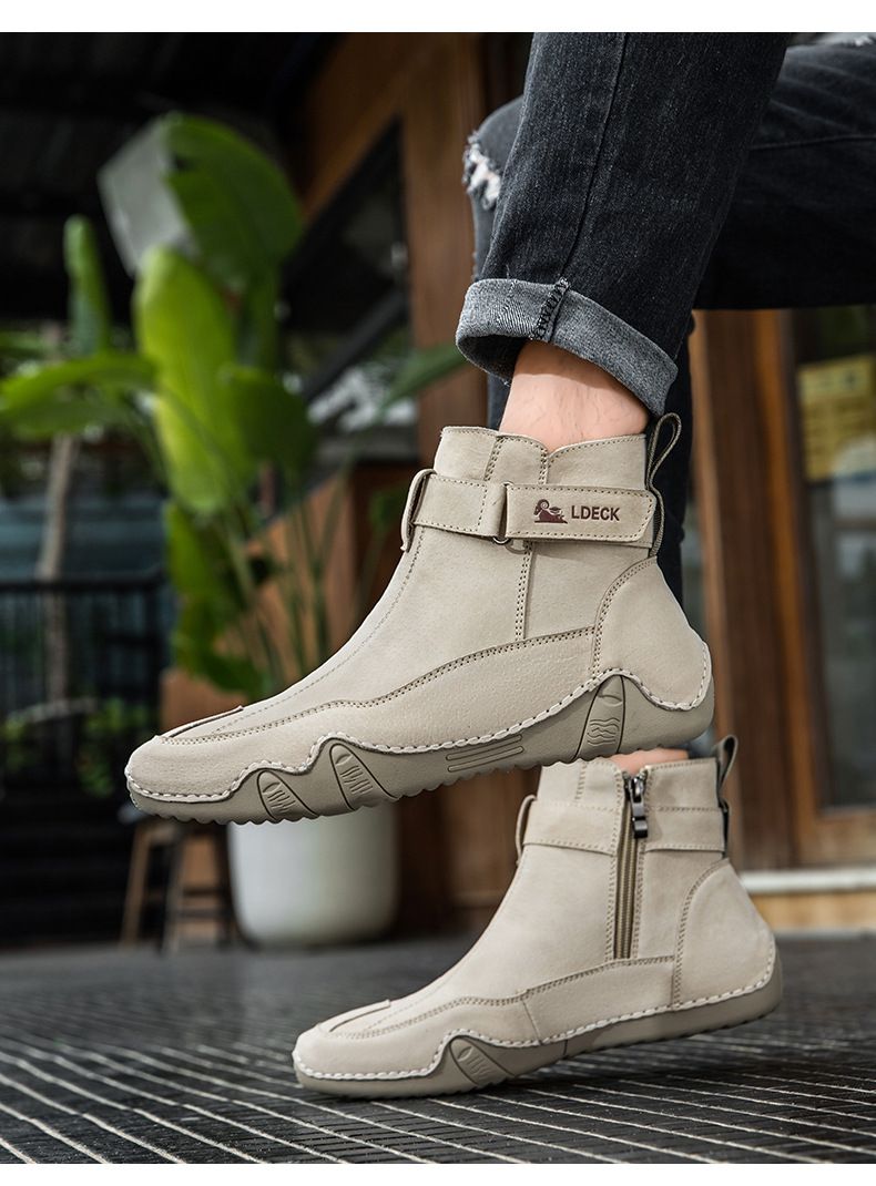 Stivali Martin da uomo in stile retrò, in pelle, di grandi dimensioni, alti, resistenti all'usura, scarpe casual da esterno_voghion.com