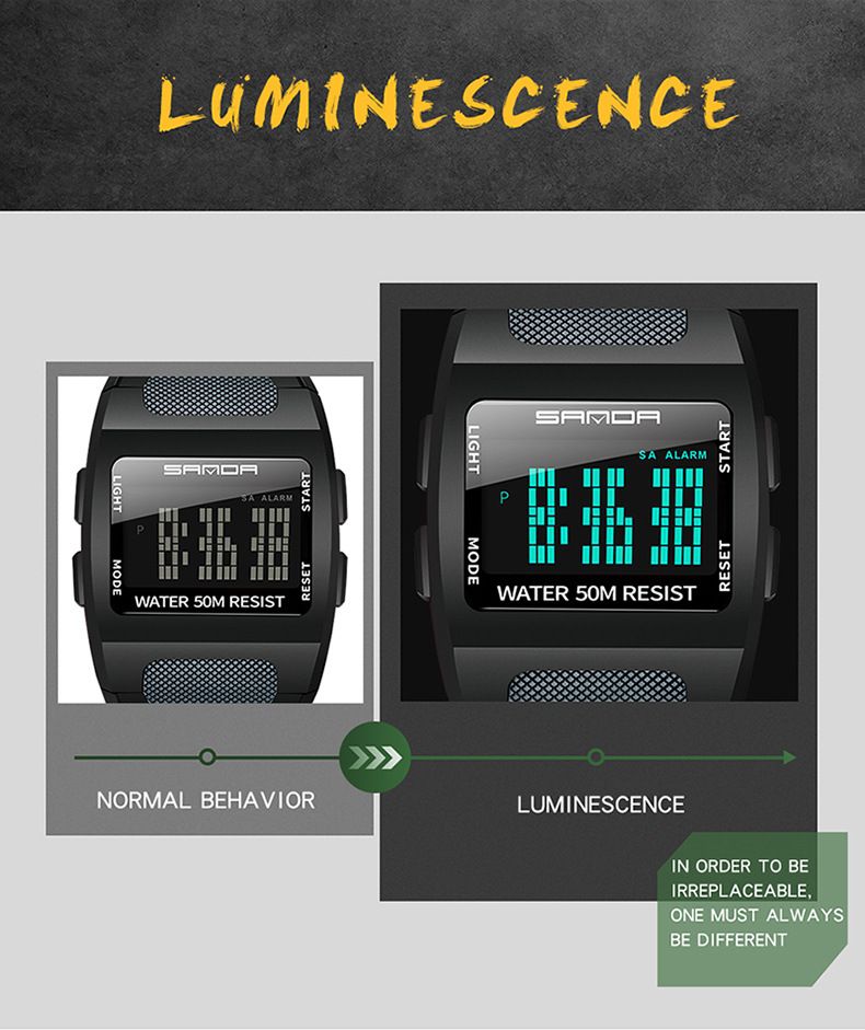 Men's Digital Sports Watch With LED Backlight, 50M Water Resistant, Shockproof, Multi-Function Outdoor Wristwatch For Hiking, Running, And Daily Wear_voghion.com