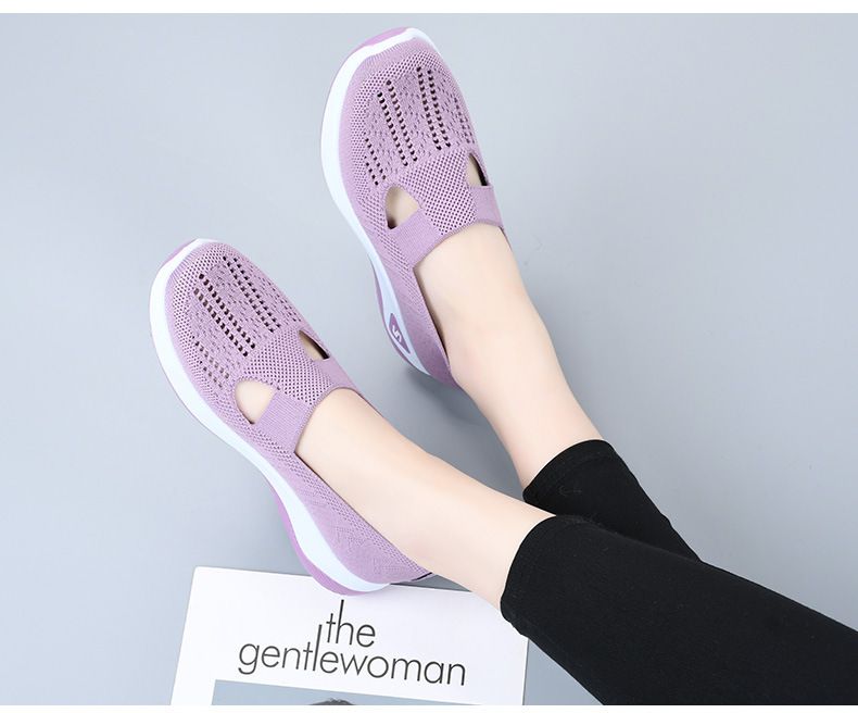Non-slip hollow breathable lightweight and comfortable middle-aged and elderly mother shoes_voghion.com