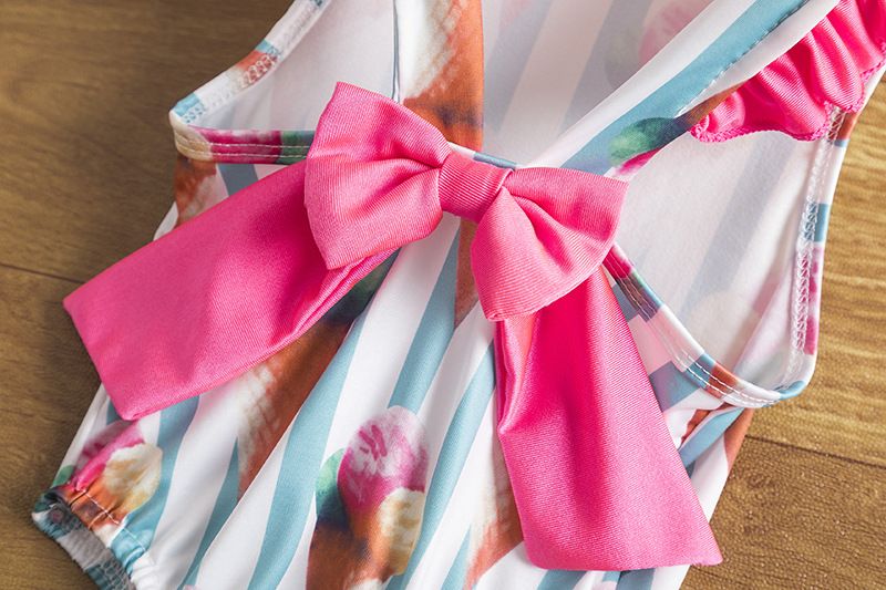 Maiô de melancia para bebês e crianças, biquíni com flores 3D, roupa de banho_voghion.com