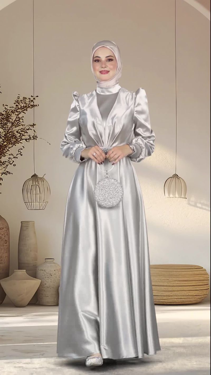 Women's Clothing New Temperament Satin Evening Dress Robe Long Muslim Burqa Dress Female_voghion.com
